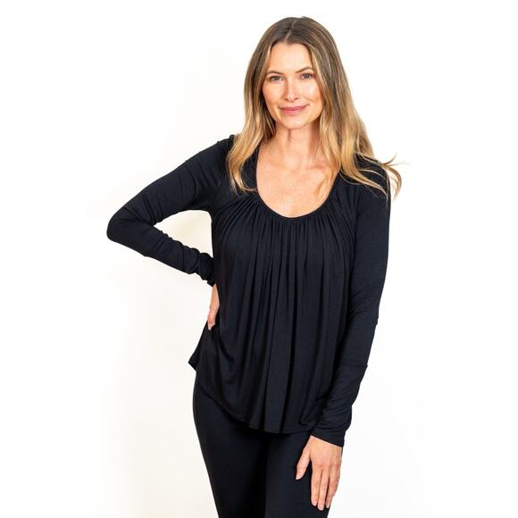 JJ Winks Full Moon Top Pleated Long Sleeve Built-in Bra Ribbed Cuff Small $138 - Picture 1 of 11